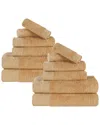 Superior Rayon Eco-friendly Fluffy Soft Modern Solid 12pc Towel Set In Brown