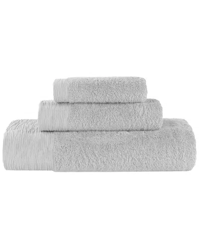 Superior Rayon Eco-friendly Fluffy Soft Modern Solid 3pc Towel Set In Gray