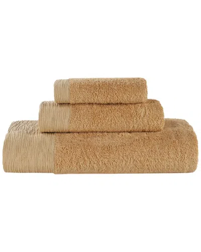 Superior Rayon Eco-friendly Fluffy Soft Modern Solid 3pc Towel Set In Brown
