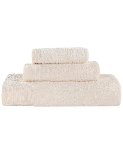 Superior Rayon Eco-friendly Fluffy Soft Modern Solid 3pc Towel Set In White