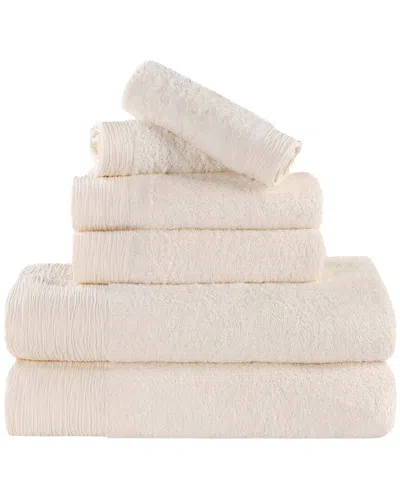 Superior Rayon Eco-friendly Fluffy Soft Modern Solid 6pc Towel Set In Neutral