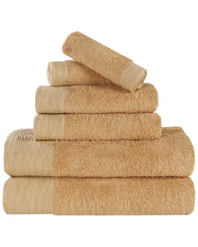Superior Rayon Eco-friendly Fluffy Soft Modern Solid 6pc Towel Set In Brown