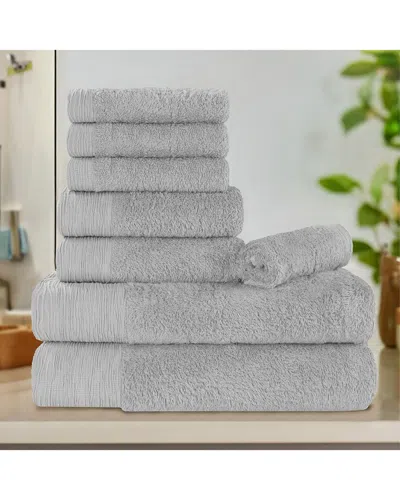 Superior Rayon Eco-friendly Fluffy Soft Modern Solid 8pc Towel Set In Gray