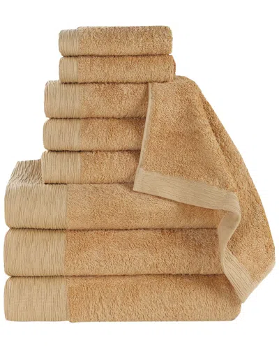 Superior Rayon Eco-friendly Fluffy Soft Modern Solid 9pc Towel Set In Brown