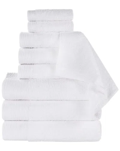 Superior Rayon Eco-friendly Fluffy Soft Modern Solid 9pc Towel Set In White