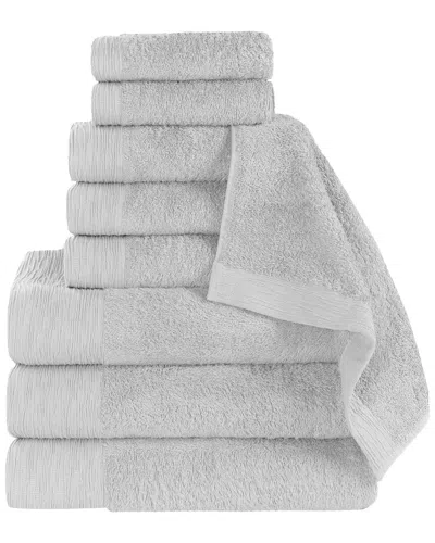 Superior Rayon Eco-friendly Fluffy Soft Modern Solid 9pc Towel Set In Gray