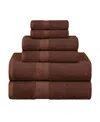 Superior Rayon From Bamboo Blend Ultra Soft Quick Drying Solid 6 Piece Assorted Towel Set Bedding In Cocoa