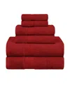 Superior Rayon From Bamboo Blend Ultra Soft Quick Drying Solid 6 Piece Assorted Towel Set Bedding In Crimson