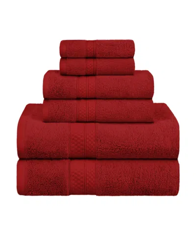 Superior Rayon From Bamboo Blend Ultra Soft Quick Drying Solid 6 Piece Assorted Towel Set Bedding In Crimson