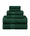 Superior Rayon From Bamboo Blend Ultra Soft Quick Drying Solid 6 Piece Assorted Towel Set Bedding In Hunter Green