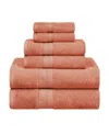 Superior Rayon From Bamboo Blend Ultra Soft Quick Drying Solid 6 Piece Assorted Towel Set Bedding In Salmon