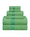 Superior Rayon From Bamboo Blend Ultra Soft Quick Drying Solid 6 Piece Assorted Towel Set Bedding In Spring Green
