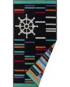 Superior Retro Spin Wheel Oversized Absorbent Lightweight Beach Cotton Towel In Black