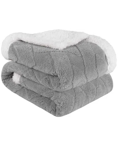 Superior Reversible Jacquard Lattice Fleece Plush Sherpa Throw