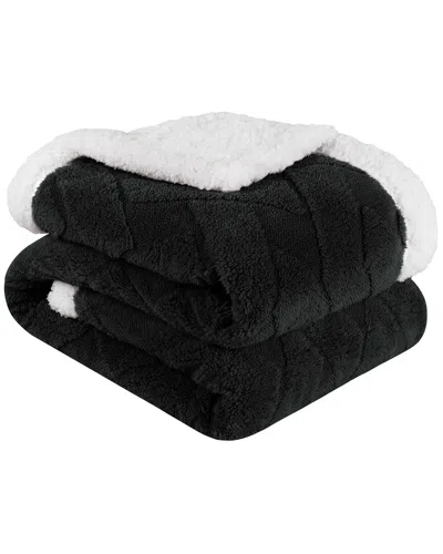 Superior Reversible Jacquard Lattice Fleece Plush Sherpa Throw