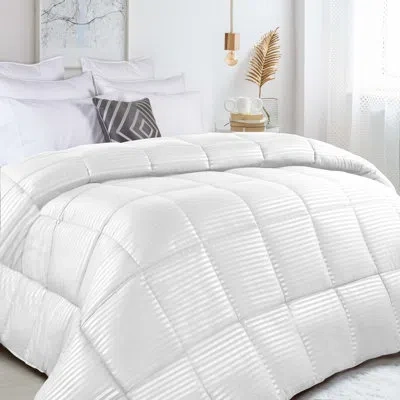 Superior Reversible Striped 100% Brushed Microfiber Down Alternative Comforter In White