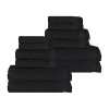 Superior Rolla Collection | 100% Cotton 12-pc. Quick Dry Solid Bath Towel Set In Black