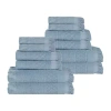 Superior Rolla Collection | 100% Cotton 12-pc. Quick Dry Solid Bath Towel Set In Blue