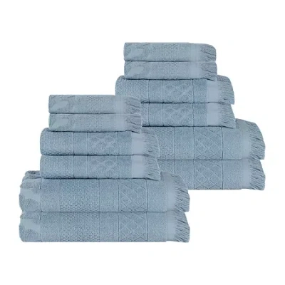 Superior Rolla Collection | 100% Cotton 12-pc. Quick Dry Solid Bath Towel Set In Blue