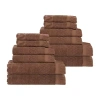 Superior Rolla Collection | 100% Cotton 12-pc. Quick Dry Solid Bath Towel Set In Brown