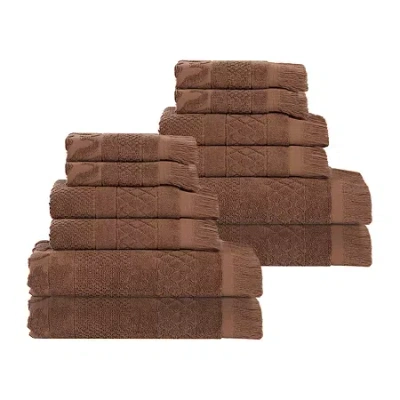 Superior Rolla Collection | 100% Cotton 12-pc. Quick Dry Solid Bath Towel Set In Brown