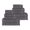 Superior Rolla Collection | 100% Cotton 12-pc. Quick Dry Solid Bath Towel Set In Gray