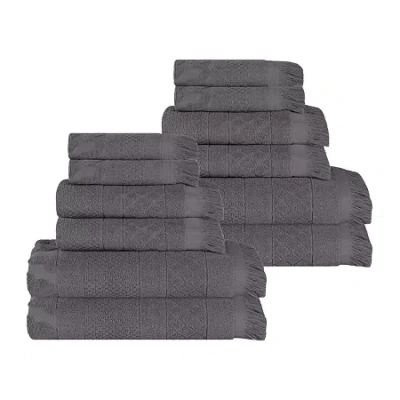 Superior Rolla Collection | 100% Cotton 12-pc. Quick Dry Solid Bath Towel Set In Gray