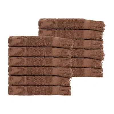 Superior Rolla Collection | 100% Cotton 12-pc. Quick Dry Washcloth In Brown