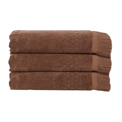 Superior Rolla Collection | 100% Cotton 3-pc. Quick Dry Geometric Bath Towel In Brown