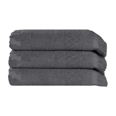 Superior Rolla Collection | 100% Cotton 3-pc. Quick Dry Geometric Bath Towel In Gray