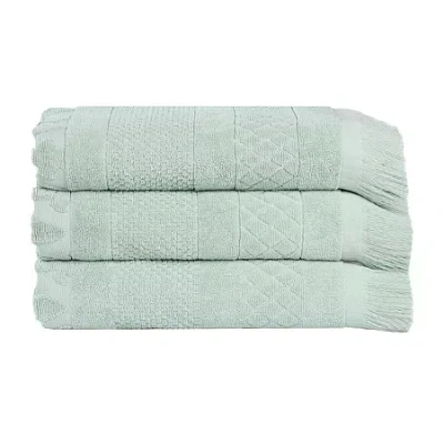Superior Rolla Collection | 100% Cotton 3-pc. Quick Dry Geometric Bath Towel In Green