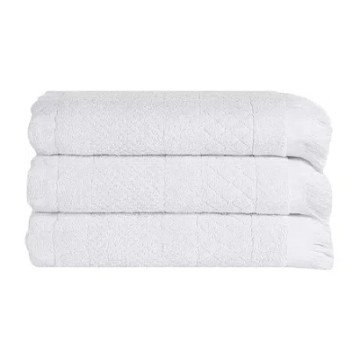 Superior Rolla Collection | 100% Cotton 3-pc. Quick Dry Geometric Bath Towel In White