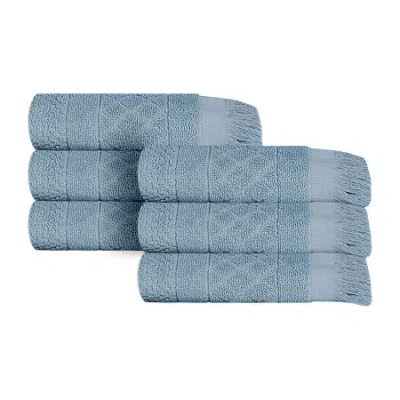 Superior Rolla Collection | 100% Cotton 6-pc. Geometric Hand Towel In Blue