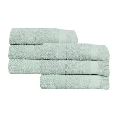 Superior Rolla Collection | 100% Cotton 6-pc. Geometric Hand Towel In Green