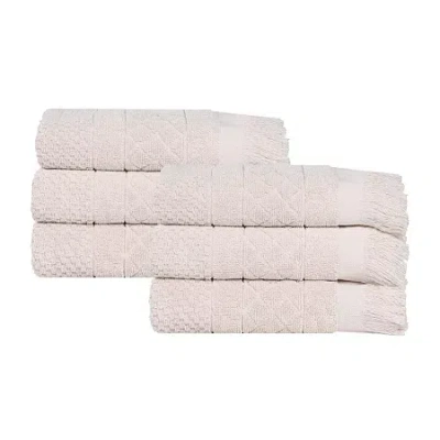 Superior Rolla Collection | 100% Cotton 6-pc. Geometric Hand Towel In Silver