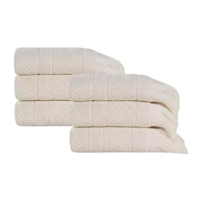 Superior Rolla Collection | 100% Cotton 6-pc. Geometric Hand Towel In White