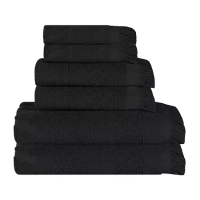 Superior Rolla Collection | 100% Cotton 6-pc. Quick Dry Solid Bath Towel Set In Black