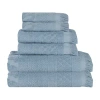 Superior Rolla Collection | 100% Cotton 6-pc. Quick Dry Solid Bath Towel Set In Blue