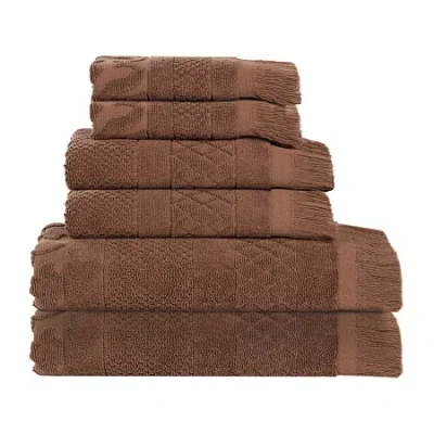 Superior Rolla Collection | 100% Cotton 6-pc. Quick Dry Solid Bath Towel Set In Brown
