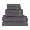 Superior Rolla Collection | 100% Cotton 6-pc. Quick Dry Solid Bath Towel Set In Gray