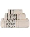 Superior Sadie Zero Twist Cotton Elegant Floral Absorbent 3pc Jacquard Towel Set