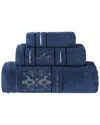 Superior Sadie Zero Twist Cotton Elegant Floral Absorbent 3pc Jacquard Towel  Set