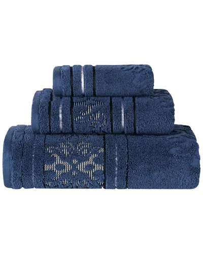 SUPERIOR SUPERIOR SADIE ZERO TWIST COTTON ELEGANT FLORAL ABSORBENT 3PC JACQUARD TOWEL  SET