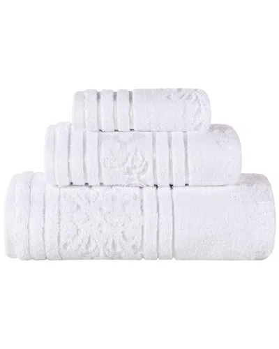 Superior Sadie Zero Twist Cotton Elegant Floral Absorbent 3pc Jacquard Towel  Set