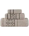 Superior Sadie Zero Twist Cotton Elegant Floral Absorbent 3pc Jacquard Towel  Set In Neutral