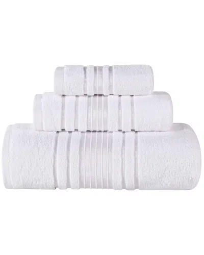 Superior Sadie Zero Twist Cotton Elegant Floral Absorbent 3pc Solid Towel Set