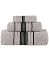 Superior Sadie Zero Twist Cotton Elegant Floral Absorbent 3pc Solid Towel Set In Gray