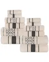 Superior Sadie Zero Twist Cotton Jacquard Floral Absorbent 12pc Assorted Towel  Set