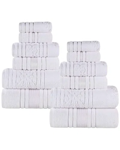 SUPERIOR SUPERIOR SADIE ZERO TWIST COTTON JACQUARD FLORAL ABSORBENT 12PC ASSORTED TOWEL  SET