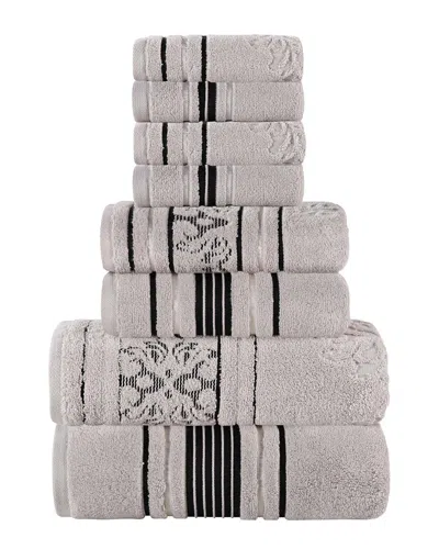 SUPERIOR SUPERIOR SADIE ZERO TWIST COTTON JACQUARD FLORAL ABSORBENT 8PC ASSORTED TOWEL  SET